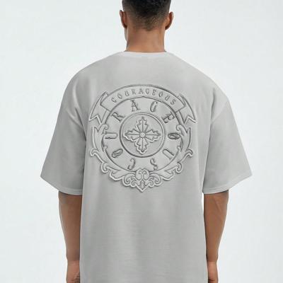 Bon&Bon Men's Loose Knitted T-Shirt | Embroidered Graphic Streetwear Grey / S