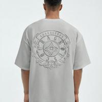 Bon&Bon Men's Loose Knitted T-Shirt | Embroidered Graphic Streetwear Grey / S