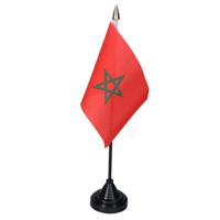 Vlag Marokko tafelvlaggetjes - 1x stuks - 10 x 15 cm vlag - met zwarte standaard