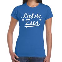 Liefste zus cadeau t-shirt blauw voor dames