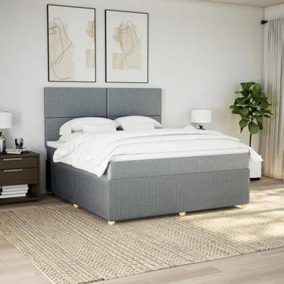 Boxspring met matras stof lichtgrijs 180x200 cm