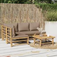 5-delige Loungeset met kussens bamboe taupe