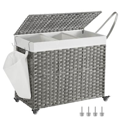 Handgeweven wasmand van 140 liter, gemaakt van polyrotan, Grijs / 160L (76 x 33 x 66 cm)