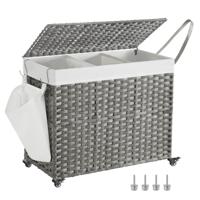 Handgeweven wasmand van 140 liter, gemaakt van polyrotan, Grijs / 160L (76 x 33 x 66 cm)