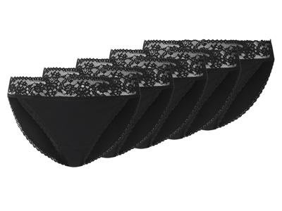 esmara Set van 5 dames onderbroeken (Zwart, XL (48/50))