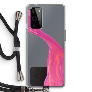Paarse stroom: OnePlus 9 Pro Transparant Hoesje met koord