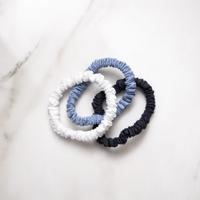 Bamboe Scrunchies Blauw, Wit, Grijs (3 Stuks) Klein