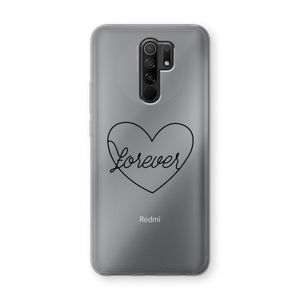 Forever heart black: Xiaomi Redmi 9 Transparant Hoesje