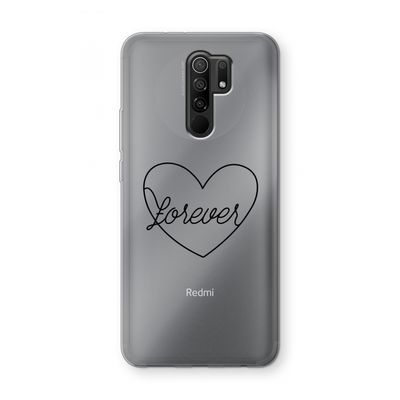 Forever heart black: Xiaomi Redmi 9 Transparant Hoesje