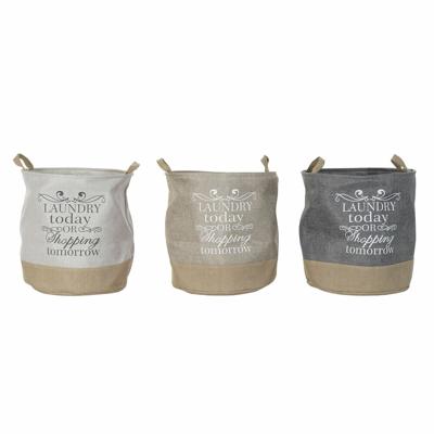 Mand DKD Home Decor Beige Grijs Lichtbruin 39 x 39 x 41 cm Polyester (3 Stuks) (3 Onderdelen)
