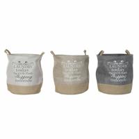 Mand DKD Home Decor Beige Grijs Lichtbruin 39 x 39 x 41 cm Polyester (3 Stuks) (3 Onderdelen)