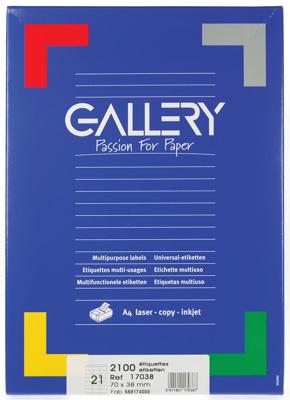 Gallery witte etiketten ft 70 x 38 mm (b x h), rechte hoeken, doos van 2.100 etiketten