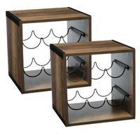 2x stuks houten flessenrek/wijnrek voor 6 flessen 31 x 31 x 31 cm