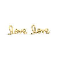 Verguld 925 zilveren oorknoppen met tekst Love - 6x12mm