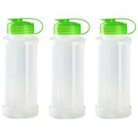 Plasticforte waterfles - 6x stuks - 1100 ml - transparant met dop groen - drinkfles - sport