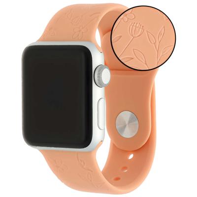 Apple Watch Print Sport Band - Bloemen Oranje - 44, 45, 46 & 49mm