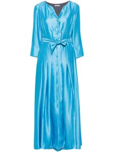 Baruni robe longue en soie à taille ceinturée - Bleu