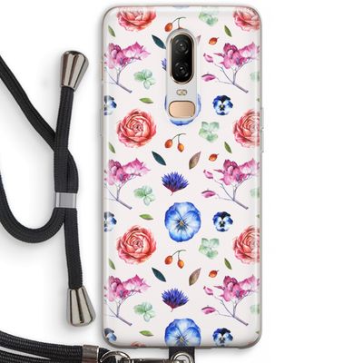 Bloemetjes: OnePlus 6 Transparant Hoesje met koord