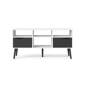 TV-meubel Delta 6 vaks - wit/mat zwart - 54,4x117,2x39,1 cm - Leen Bakker