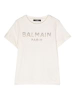 Balmain Kids t-shirt à logo strassé - Blanc - thumbnail