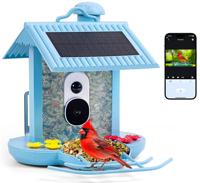 HiBirds slim vogelhuisje met Camera - Met Zonnepanelen blauw - Camera in nestkast