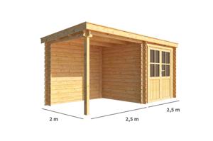 Blokhut met overkapping Els 500 cm bij 200 cm diep Lessenaarsdak - Warentuin collection