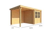 Blokhut met overkapping Els 500 cm bij 200 cm diep Lessenaarsdak - Warentuin collection