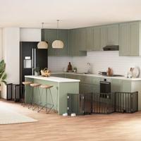 Hondenhek inklapbaar 15 panelen 750 cm populierenhout zwart