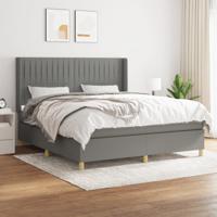 Boxspring met matras stof donkergrijs 160x200 cm