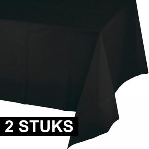 Party/verjaardag Tafelkleed - 2x - zwart - 274 x 137 cm - tafellaken van papier