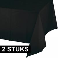 Party/verjaardag Tafelkleed - 2x - zwart - 274 x 137 cm - tafellaken van papier