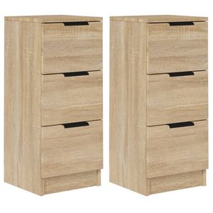 vidaXL Dressoirs 2 st 30x30x70 cm bewerkt hout sonoma eikenkleurig