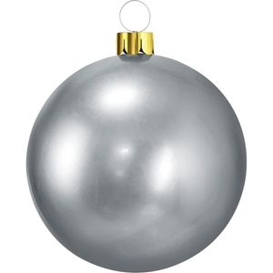 Mega grote decoratie kerstbal - 65 cm - zilver - opblaasbaar