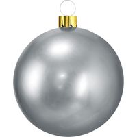 Mega grote decoratie kerstbal - 65 cm - zilver - opblaasbaar - thumbnail