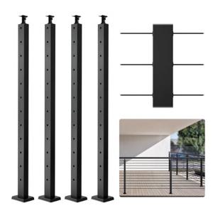 VEVOR 4 stuks kabelrailpalen 107x2,54x5cm palen met horizontale gaten