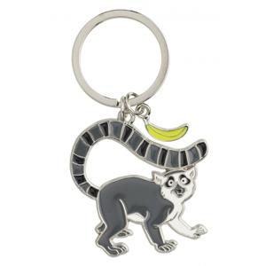 Metalen sleutelhanger van een ringstaart maki aap - 5 cm - Dieren cadeau artikelen - Kinderen