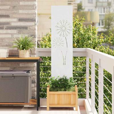 Tuin Privacy Screen Fretwerk Wit 32 x 140 cm Koudgewalst staal