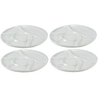 4x Witte fondue/gourmet/bbq borden 22,7 cm 6 vakken