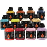 Pigment Acryl verf , semi-glanzend, extra kleuren, 12x500 ml/ 1 doos Pigment Acryl verf , semi-glanzend, extra kleuren, 12x500 ml/ 1 doos