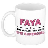 Naam cadeau mok/ beker Faya The woman, The myth the supergirl 300 ml - Naam mokken - thumbnail