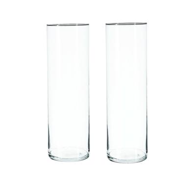 Atmosphera Bloemenvaas - 2x - cilinder vorm - transparant - glas - 15 x 40 cm