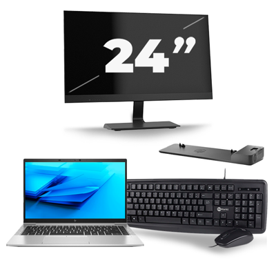 HP EliteBook 840 G7 - Intel Core i5-10e Generatie - 14 inch - 16GB RAM - 256GB SSD - Windows 11 + 1x 24 inch Monitor