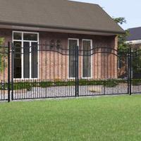 Hekpoort met speerpunt zwart 394,5x150 cm gepoedercoat staal