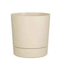 Mica Decorations Bloempot Coco - met onderschaal - beige - H34 x D33 cm - kunststof