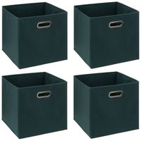 Set van 4x opbergmand/kastmand 29 liter smaragdgroen linnen 31 x 31 x 31 cm