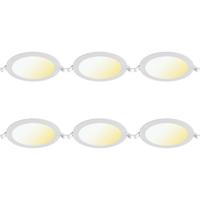LED Downlight Inbouwspot Dimbaar 6 Stuks - Brinton Thin - 12W 1120lm 120° Bundelhoek - Aanpasbare Lichtkleur 3000K-4000K-6500K - IP40 - Rond - Wit - Ø170mm Buitenmaat - Ø150mm Zaagmaat