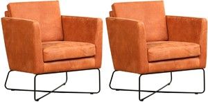 Set van 2 Oranje leren moderne design fauteuils Crossover - Kenia Leer Rost (oranje leer)