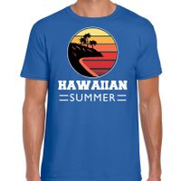 Hawaiian zomer t-shirt / shirt Hawaiian summer blauw voor heren - thumbnail