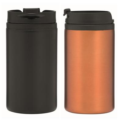Set van 2x Thermosbekers - warmhoud bekers - zwart en oranje - 290 ml - Isolerende drinkbekers Set van 2x Thermosbekers - warmhoud bekers - zwart en oranje - 290 ml - Isolerende drinkbekers