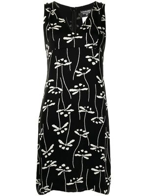 CHANEL Pre-Owned robe sans manches à fleurs (1998) - Noir